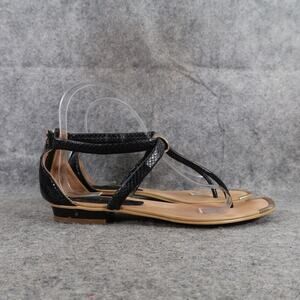 Isola Shoes Womens 6 Sandals T Strap Heel Zip Flat Black Fashion Casual